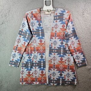 NEW Savanna Jane Cardigan Cover Up Women Small Aztec Print Stretch Multicolor